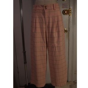 Pleated Wide-Leg Pants in Windowpane
